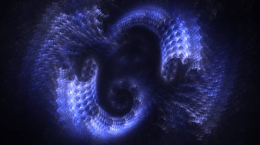 Soyut mavi fraktal ışık arkaplanı 3 boyutlu oluşturuluyor