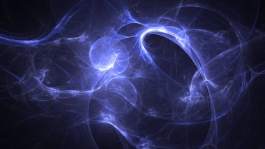 Soyut mavi fraktal ışık arkaplanı 3 boyutlu oluşturuluyor