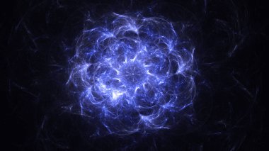 Soyut mavi fraktal ışık arkaplanı 3 boyutlu oluşturuluyor