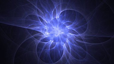 Soyut mavi fraktal ışık arkaplanı 3 boyutlu oluşturuluyor
