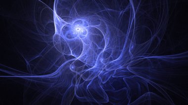 Soyut mavi fraktal ışık arkaplanı 3 boyutlu oluşturuluyor