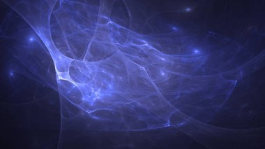 Soyut mavi fraktal ışık arkaplanı 3 boyutlu oluşturuluyor