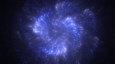 Soyut mavi fraktal ışık arkaplanı 3 boyutlu oluşturuluyor