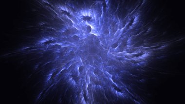 Soyut mavi fraktal ışık arkaplanı 3 boyutlu oluşturuluyor