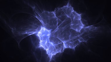 Soyut mavi fraktal ışık arkaplanı 3 boyutlu oluşturuluyor