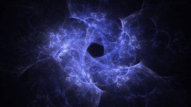 Soyut mavi fraktal ışık arkaplanı 3 boyutlu oluşturuluyor