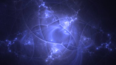 Soyut mavi fraktal ışık arkaplanı 3 boyutlu oluşturuluyor