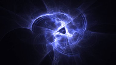 Soyut mavi fraktal ışık arkaplanı 3 boyutlu oluşturuluyor