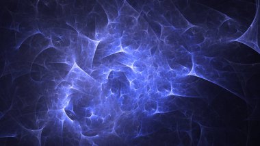 Soyut mavi fraktal ışık arkaplanı 3 boyutlu oluşturuluyor