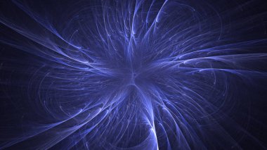 Soyut mavi fraktal ışık arkaplanı 3 boyutlu oluşturuluyor