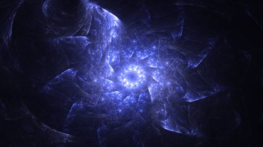 Soyut mavi fraktal ışık arkaplanı 3 boyutlu oluşturuluyor