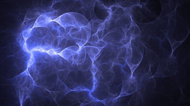 Soyut mavi fraktal ışık arkaplanı 3 boyutlu oluşturuluyor