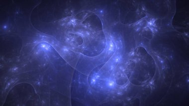 Soyut mavi fraktal ışık arkaplanı 3 boyutlu oluşturuluyor