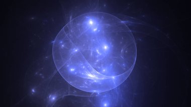 Soyut mavi fraktal ışık arkaplanı 3 boyutlu oluşturuluyor