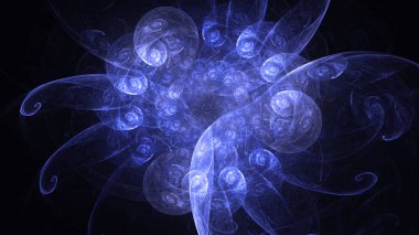 Soyut mavi fraktal ışık arkaplanı 3 boyutlu oluşturuluyor
