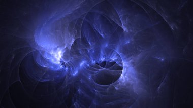 Soyut mavi fraktal ışık arkaplanı 3 boyutlu oluşturuluyor
