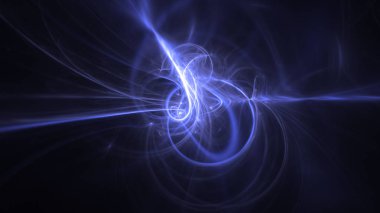 Soyut mavi fraktal ışık arkaplanı 3 boyutlu oluşturuluyor