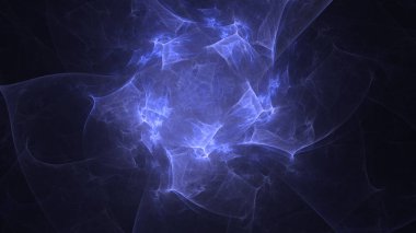 Soyut mavi fraktal ışık arkaplanı 3 boyutlu oluşturuluyor