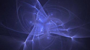 Soyut mavi fraktal ışık arkaplanı 3 boyutlu oluşturuluyor
