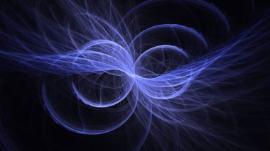 Soyut mavi fraktal ışık arkaplanı 3 boyutlu oluşturuluyor