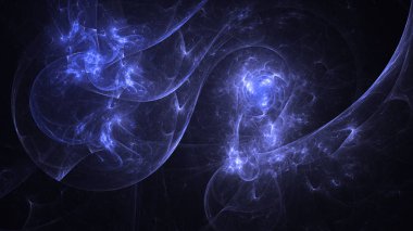 Soyut mavi fraktal ışık arkaplanı 3 boyutlu oluşturuluyor