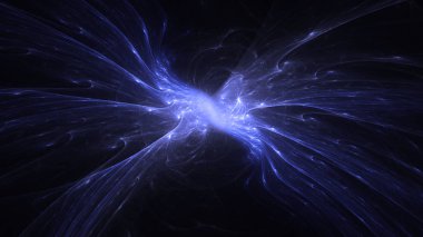Soyut mavi fraktal ışık arkaplanı 3 boyutlu oluşturuluyor