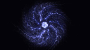 Soyut mavi fraktal ışık arkaplanı 3 boyutlu oluşturuluyor