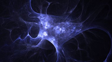 Soyut mavi fraktal ışık arkaplanı 3 boyutlu oluşturuluyor