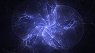 Soyut mavi fraktal ışık arkaplanı 3 boyutlu oluşturuluyor