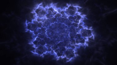 Soyut mavi fraktal ışık arkaplanı 3 boyutlu oluşturuluyor