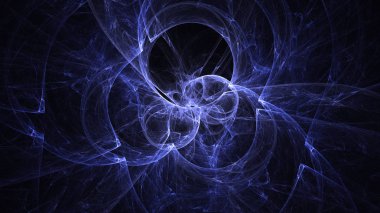 Soyut mavi fraktal ışık arkaplanı 3 boyutlu oluşturuluyor
