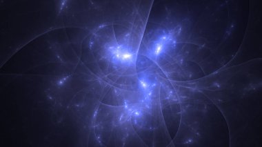 Soyut mavi fraktal ışık arkaplanı 3 boyutlu oluşturuluyor