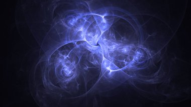Soyut mavi fraktal ışık arkaplanı 3 boyutlu oluşturuluyor