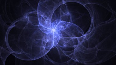 Soyut mavi fraktal ışık arkaplanı 3 boyutlu oluşturuluyor