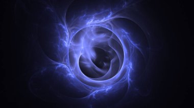 Soyut mavi fraktal ışık arkaplanı 3 boyutlu oluşturuluyor