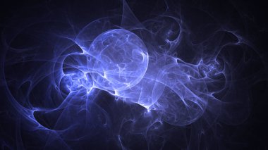 Soyut mavi fraktal ışık arkaplanı 3 boyutlu oluşturuluyor