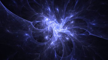 Soyut mavi fraktal ışık arkaplanı 3 boyutlu oluşturuluyor