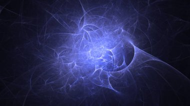 Soyut mavi fraktal ışık arkaplanı 3 boyutlu oluşturuluyor