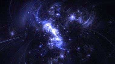 Soyut mavi fraktal ışık arkaplanı 3 boyutlu oluşturuluyor