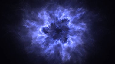 Soyut mavi fraktal ışık arkaplanı 3 boyutlu oluşturuluyor