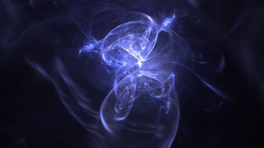 Soyut mavi fraktal ışık arkaplanı 3 boyutlu oluşturuluyor