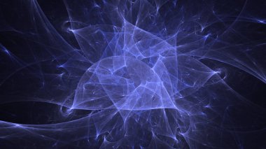 Soyut mavi fraktal ışık arkaplanı 3 boyutlu oluşturuluyor
