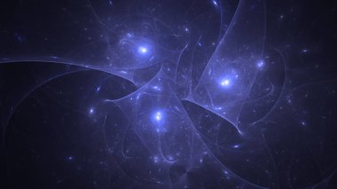 Soyut mavi fraktal ışık arkaplanı 3 boyutlu oluşturuluyor