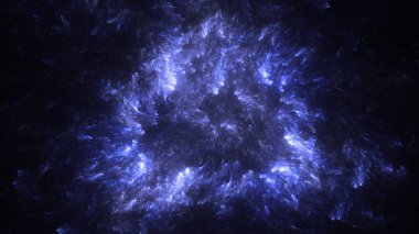 Soyut mavi fraktal ışık arkaplanı 3 boyutlu oluşturuluyor