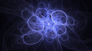 Soyut mavi fraktal ışık arkaplanı 3 boyutlu oluşturuluyor