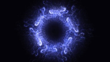 Soyut mavi fraktal ışık arkaplanı 3 boyutlu oluşturuluyor