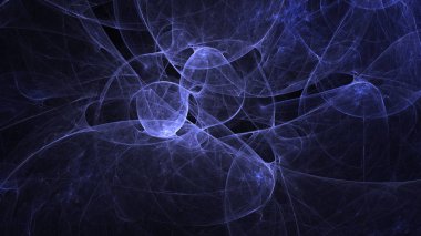Soyut mavi fraktal ışık arkaplanı 3 boyutlu oluşturuluyor