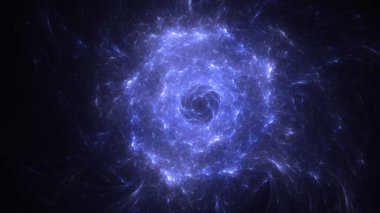 Soyut mavi fraktal ışık arkaplanı 3 boyutlu oluşturuluyor