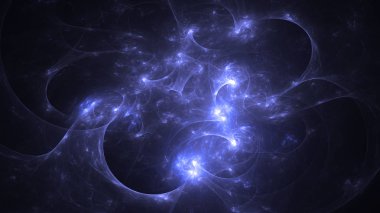 Soyut mavi fraktal ışık arkaplanı 3 boyutlu oluşturuluyor
