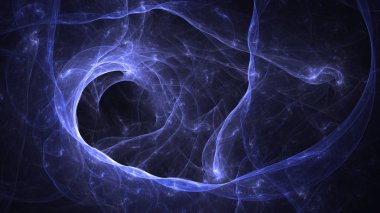 Soyut mavi fraktal ışık arkaplanı 3 boyutlu oluşturuluyor